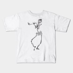 Black and White Dancing Skeleton Kids T-Shirt